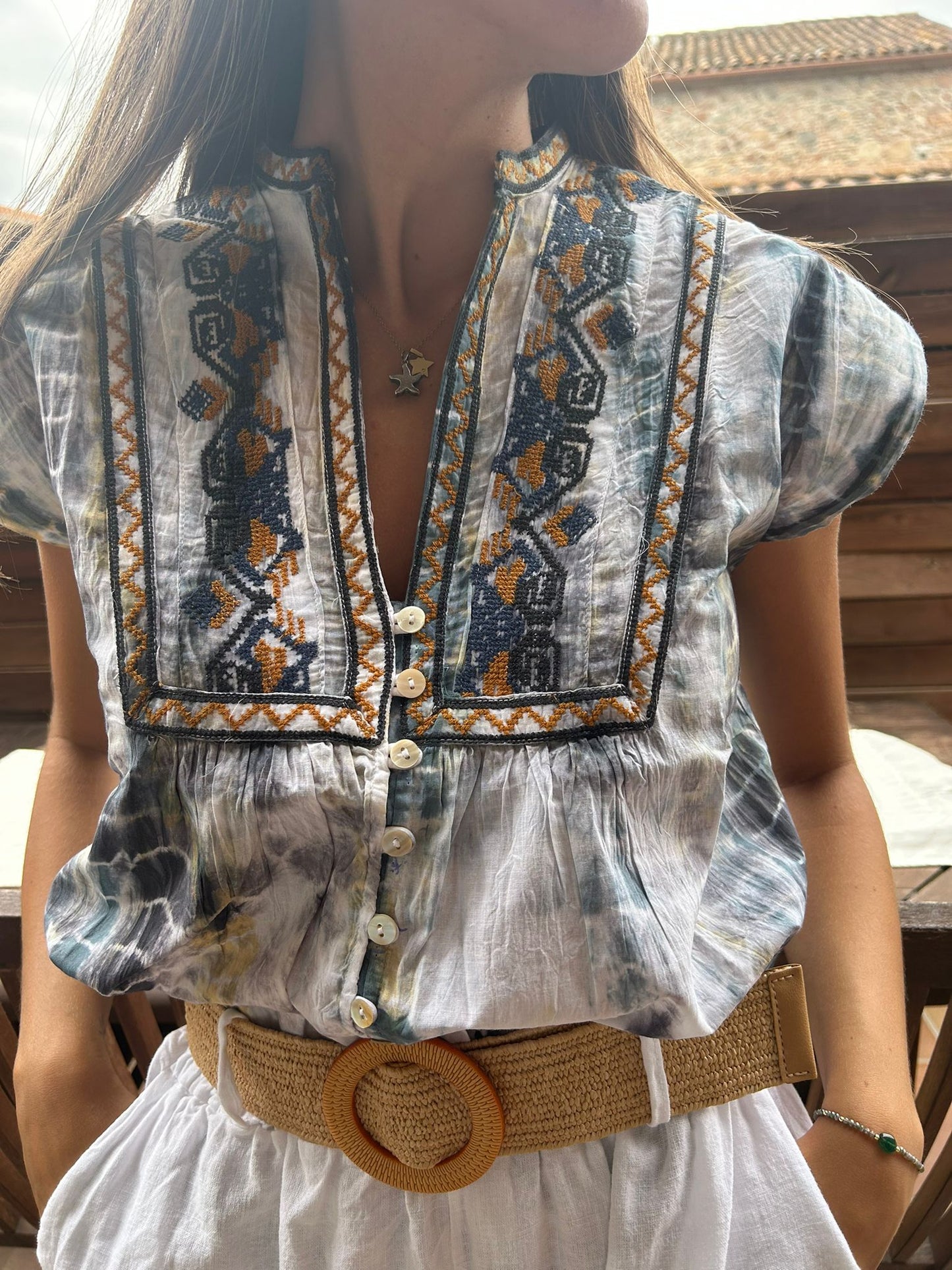 Brusa brodada Indigo
