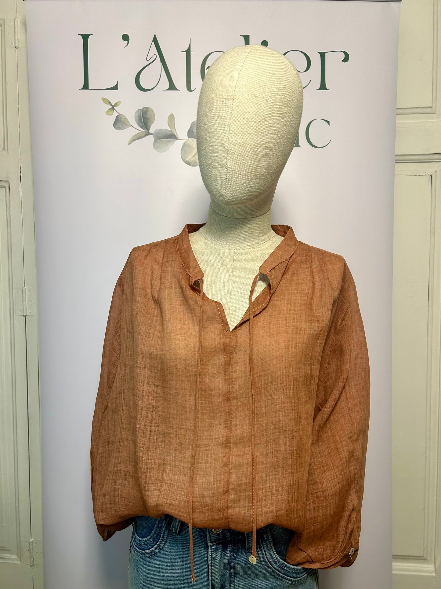 Camisa de lli taronja