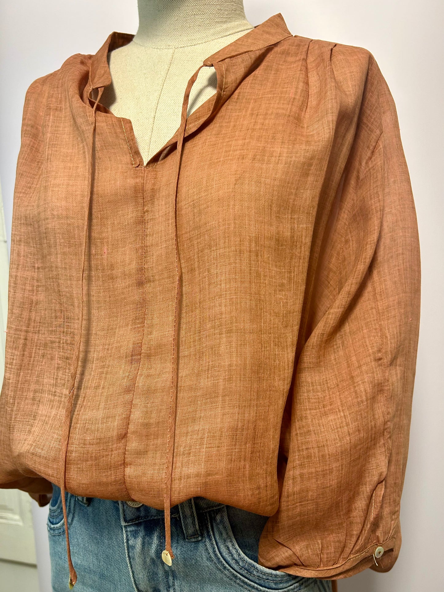 Camisa de lli taronja