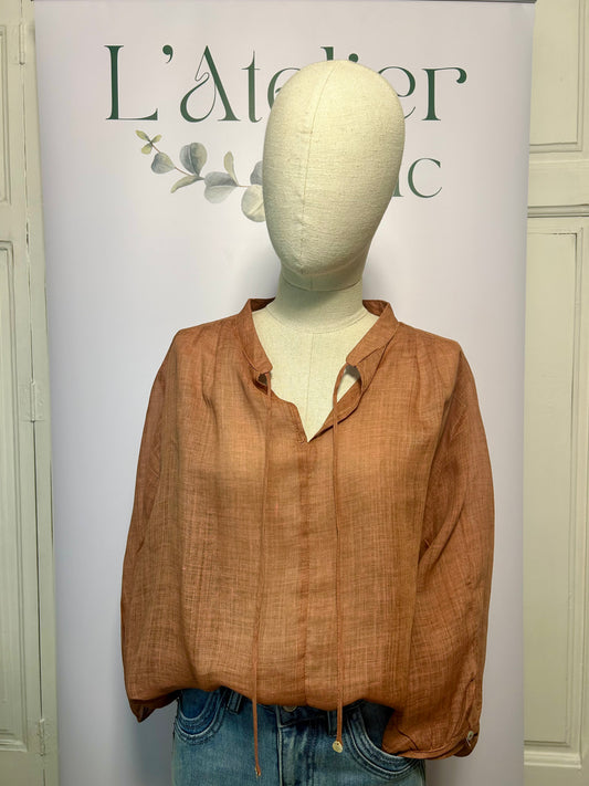 Camisa de lli taronja